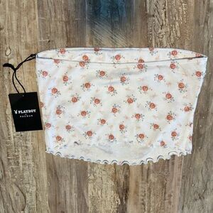 Playboy By PacSun Bouquet Tube Top White Size Medium is NEW WITH TAGS